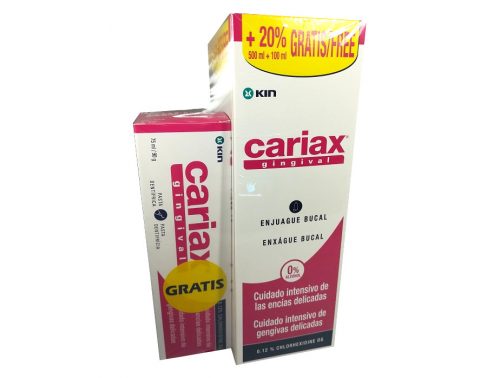 Pack de colutorio Cariax Gingival y Regalo de pasta de dientes gingival