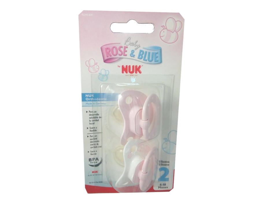 Chupetes de silicona Nuk 6 – 18 meses Rosa 2 unidades – ParaFarmaciasOnline