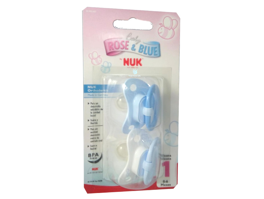 Chupetes de silicona Nuk 0 – 6 meses Azul 2 unidades – ParaFarmaciasOnline