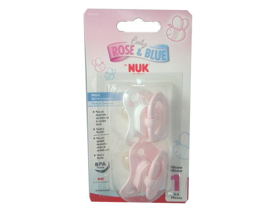 Chupetes de silicona Nuk 0 – 6 meses Rosa 2 unidades