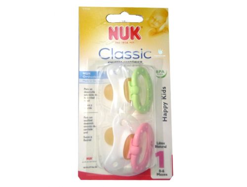 Chupetes de Latex Nuk 0 - 6 meses verde y rosa Classic 2 unidades